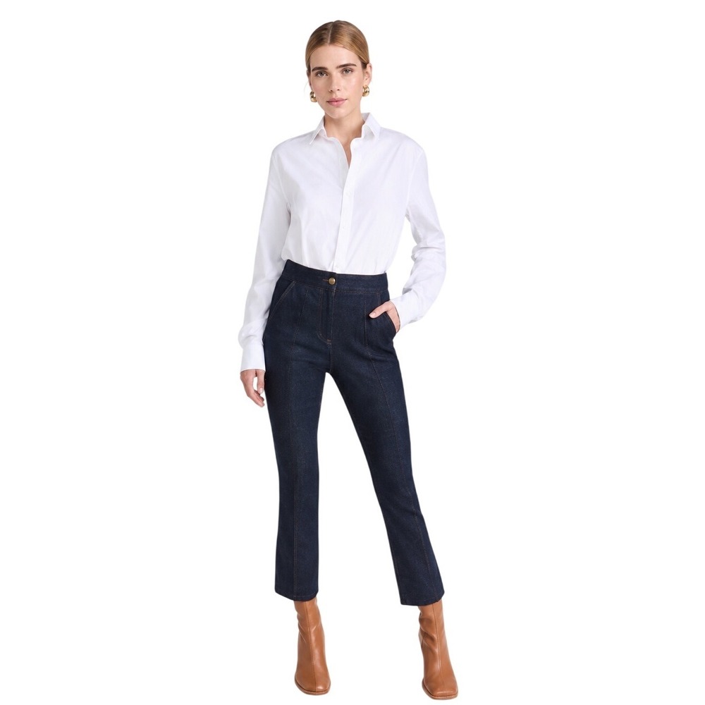 Veronica Beard Kimra Pant Dark Oxford Blue Denim High Rise Size 12 NEW